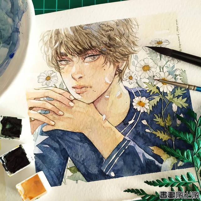 唯美清新的水彩插画 帅气小哥哥们的生活日常 心动了怎么办？-42.jpg