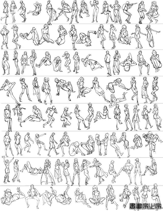 人体各种姿势都有：10000套人体动作姿势插画设计线稿大合集-7.jpg