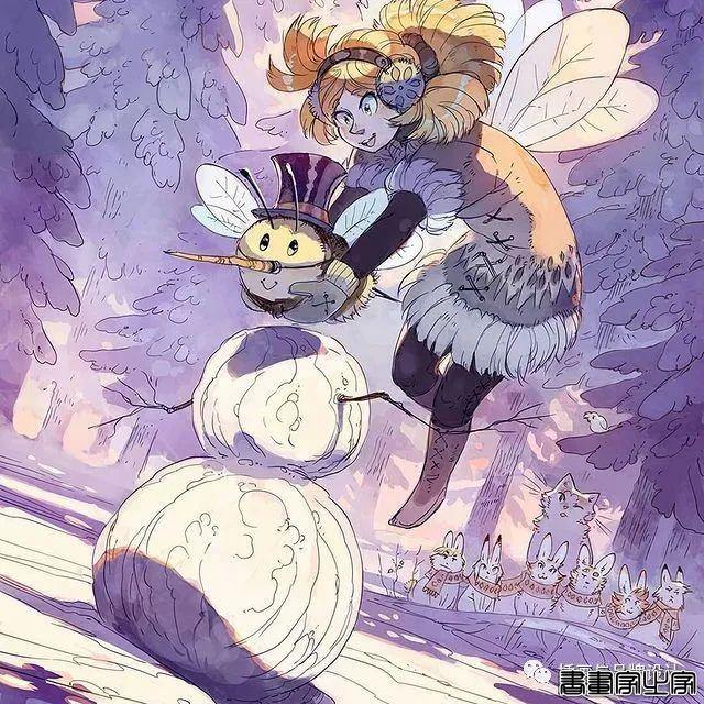 插画丨带你走进一个奇幻世界，清透干净的水彩画风像是蒙了纱的“神女”-7.jpg
