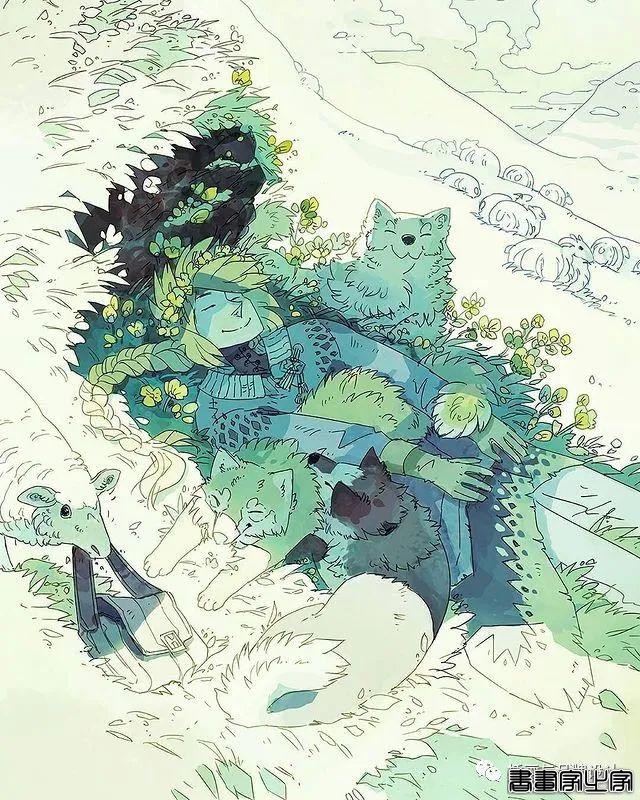 插画丨带你走进一个奇幻世界，清透干净的水彩画风像是蒙了纱的“神女”-13.jpg