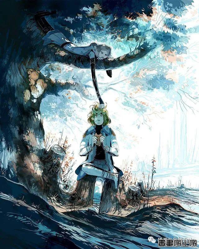 插画丨带你走进一个奇幻世界，清透干净的水彩画风像是蒙了纱的“神女”-14.jpg