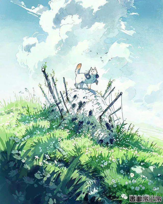 插画丨带你走进一个奇幻世界，清透干净的水彩画风像是蒙了纱的“神女”-23.jpg