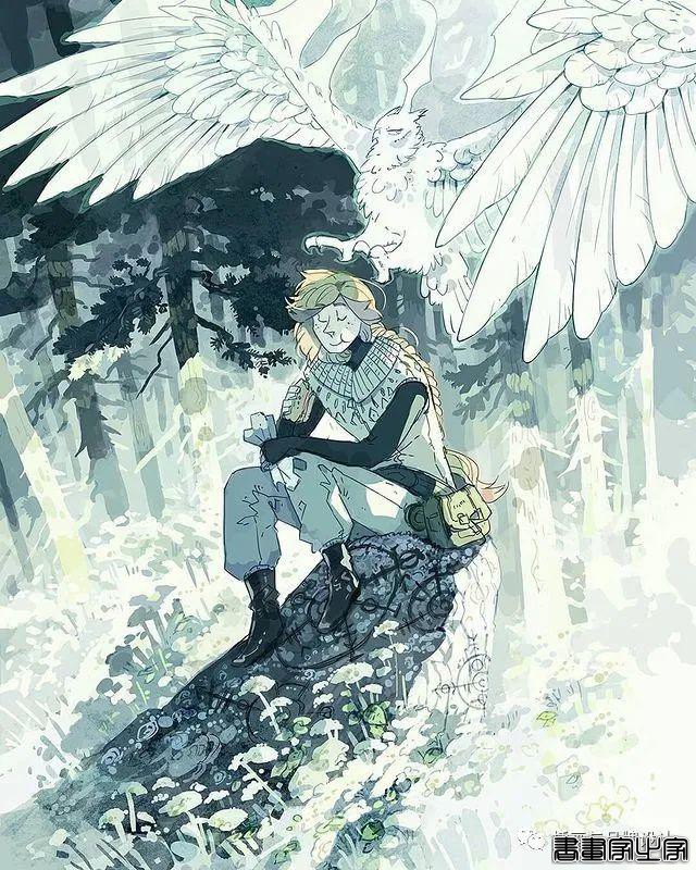 插画丨带你走进一个奇幻世界，清透干净的水彩画风像是蒙了纱的“神女”-29.jpg
