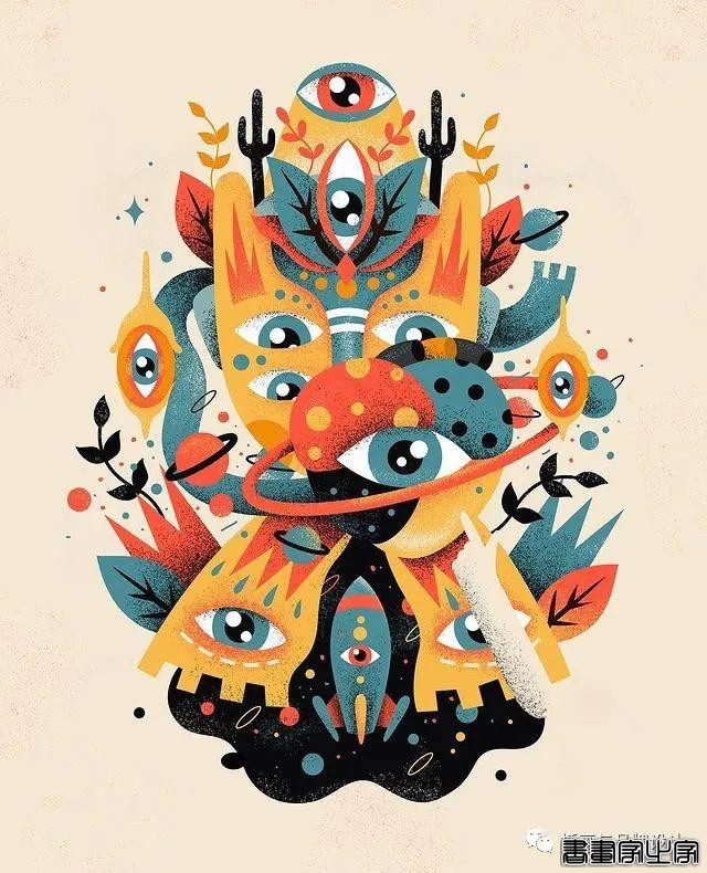 插画丨色彩斑斓的“小怪兽”插图，极具趣味的超现实主义装饰风-25.jpg