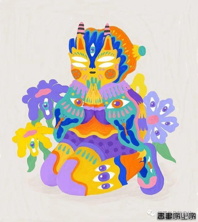 插画丨色彩斑斓的“小怪兽”插图，极具趣味的超现实主义装饰风-39.jpg