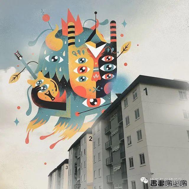 插画丨色彩斑斓的“小怪兽”插图，极具趣味的超现实主义装饰风-59.jpg