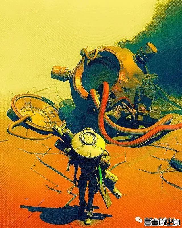 插画丨老派科幻元素的场景插画，色彩与想象力的碰撞太棒了-9.jpg