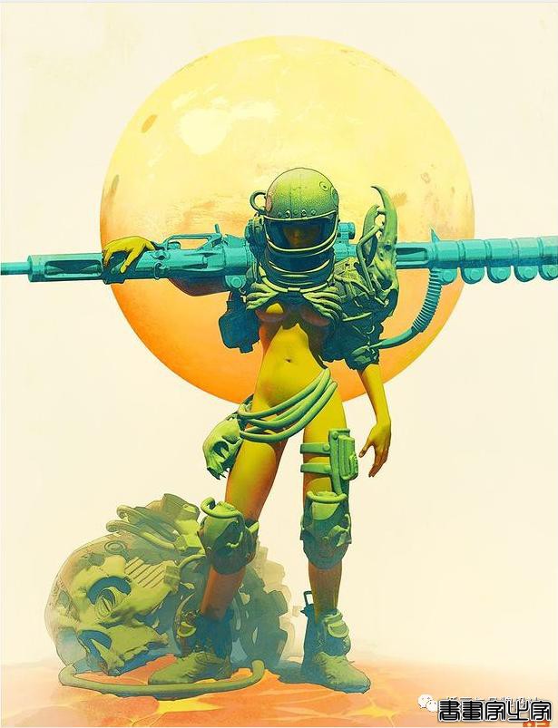 插画丨老派科幻元素的场景插画，色彩与想象力的碰撞太棒了-17.jpg