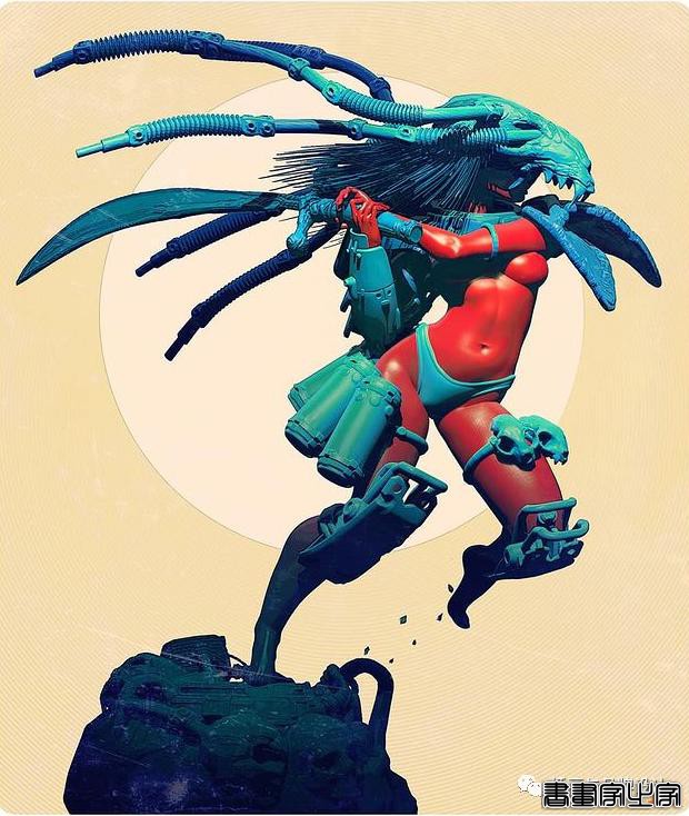插画丨老派科幻元素的场景插画，色彩与想象力的碰撞太棒了-24.jpg
