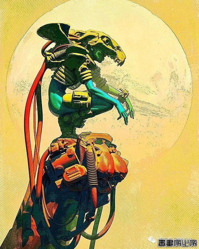 插画丨老派科幻元素的场景插画，色彩与想象力的碰撞太棒了-47.jpg