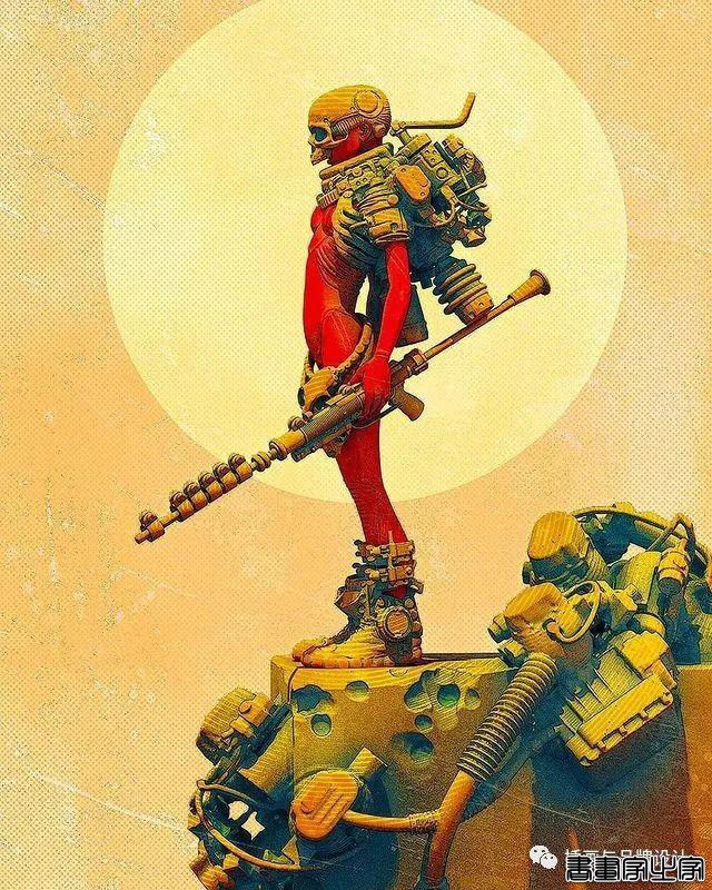 插画丨老派科幻元素的场景插画，色彩与想象力的碰撞太棒了-46.jpg