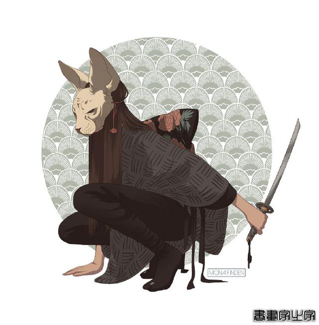 线稿犀利，日式风格插画，挪威画家Mona Finden-7.jpg