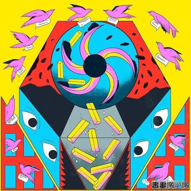 插画丨色彩碰撞下诞生的怪诞风插画，用三原色与黑色的百变搭配，造就神秘故事感-33.jpg