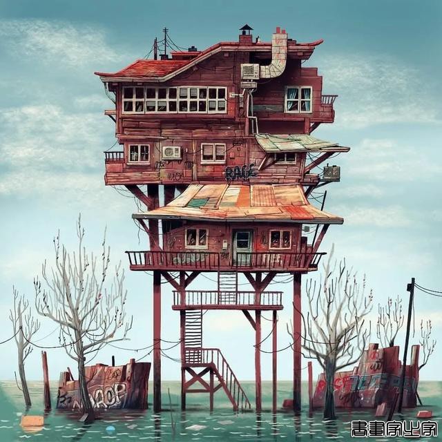 西班牙插画师，用简单的房屋绘制了别样的世界，充满了神秘感-9.jpg