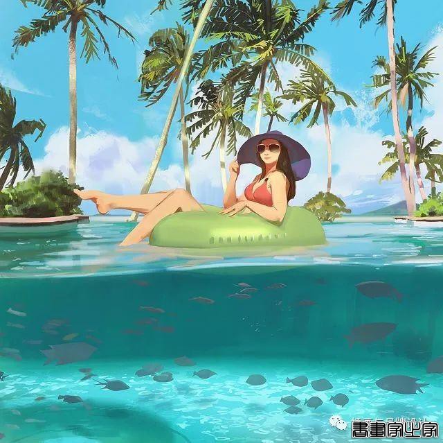 插画丨色彩超舒服的速涂作品，笔触干净光感十足，带着浓浓的夏日气息-15.jpg