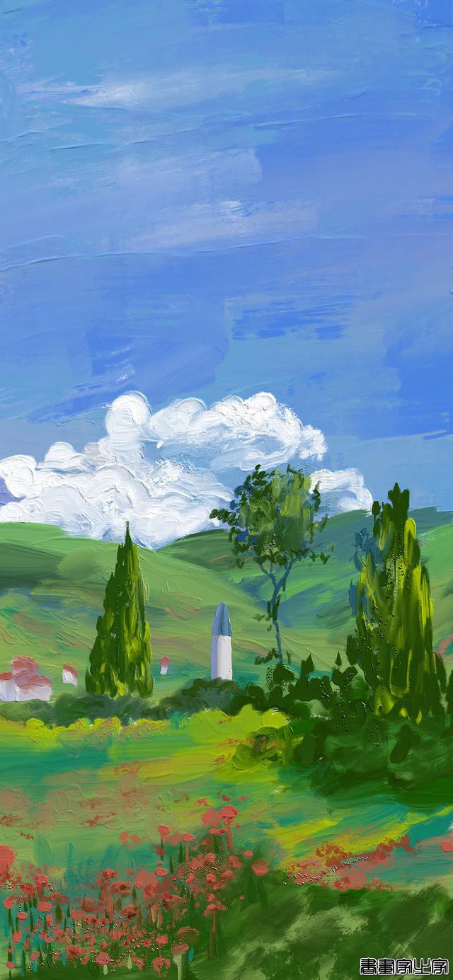 精选油画风壁纸，清新治愈风景插画-21.jpg