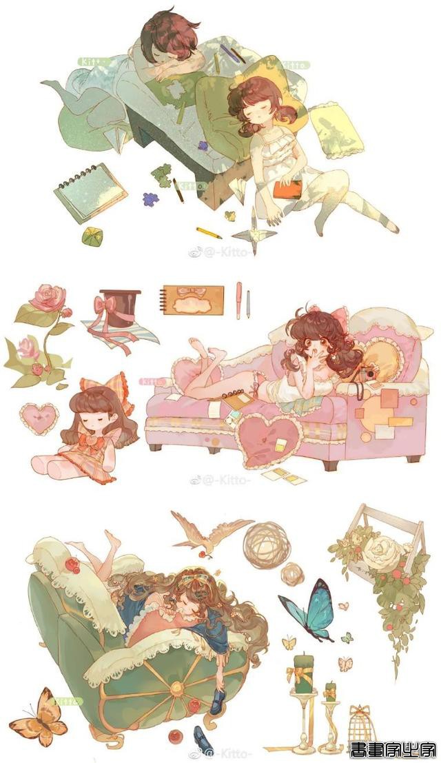 二次元水彩少女插画！阿羽笔下的宅女真的太生动了-4.jpg