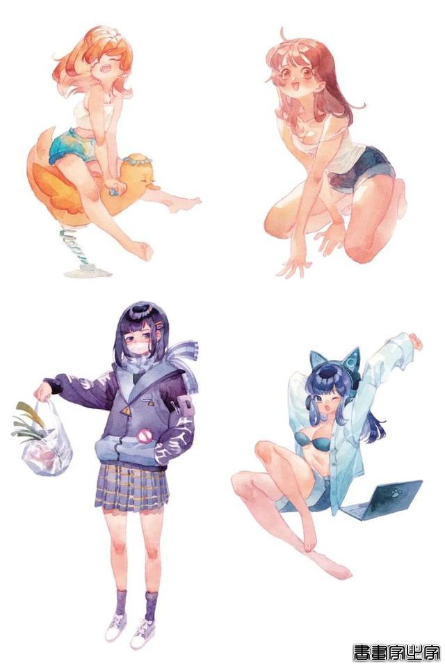 二次元水彩少女插画！阿羽笔下的宅女真的太生动了-20.jpg