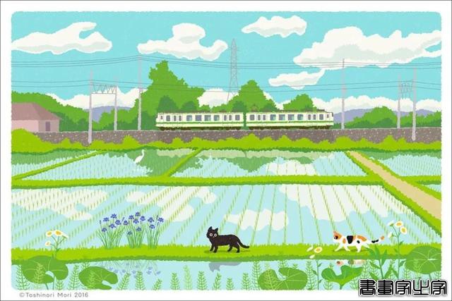 超治愈！跟着日本插画师笔下的猫咪去踏青，把清新的风光尽收眼底-20.jpg