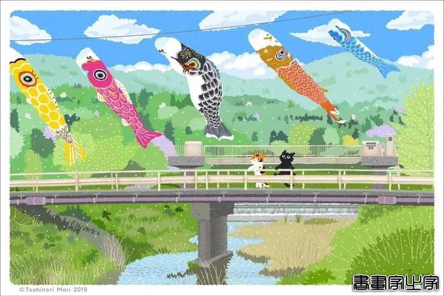 超治愈！跟着日本插画师笔下的猫咪去踏青，把清新的风光尽收眼底-23.jpg