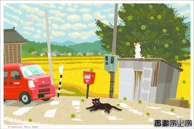 超治愈！跟着日本插画师笔下的猫咪去踏青，把清新的风光尽收眼底-31.jpg