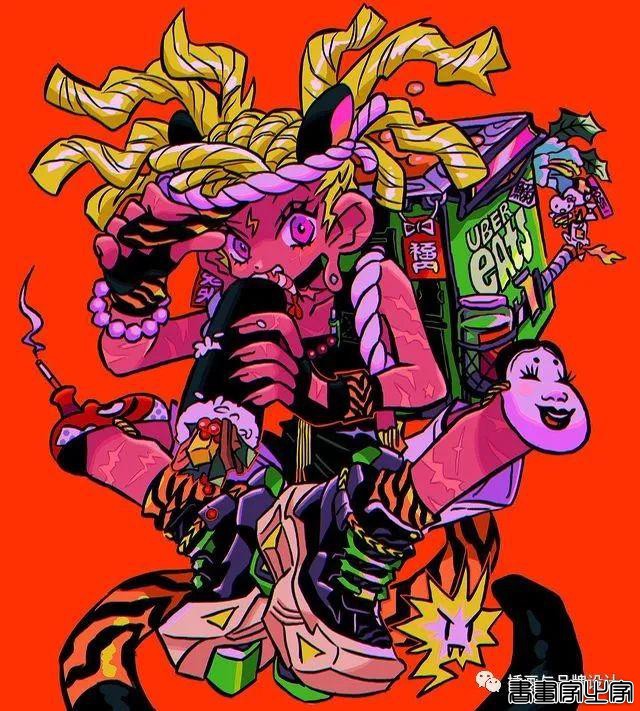 插画丨东方元素与荧光色的冲撞下，诞生的嘻哈风角色设计-8.jpg