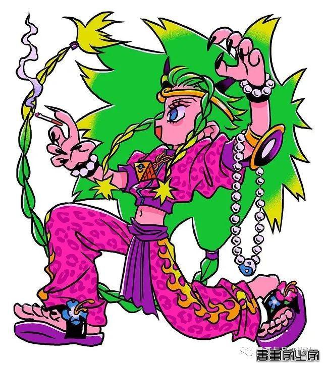 插画丨东方元素与荧光色的冲撞下，诞生的嘻哈风角色设计-55.jpg