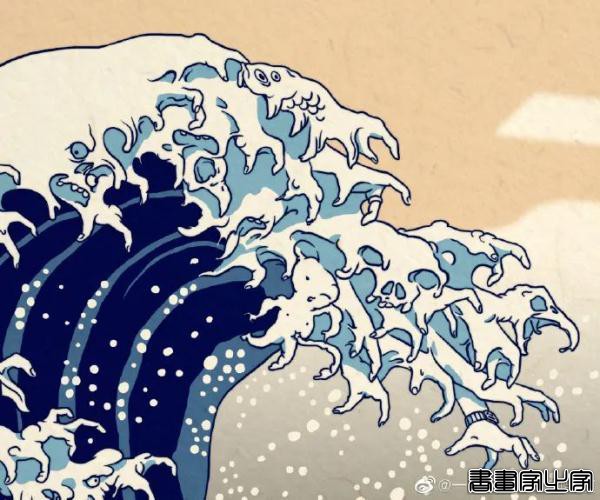 插画师再创作日本名画，讽刺核污水入海，这些细节亮了-6.jpg