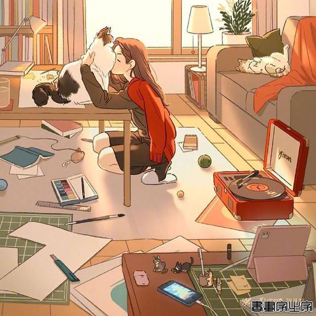她用插画来记录和猫咪的日常生活，温馨唯美又治愈的感觉-5.jpg