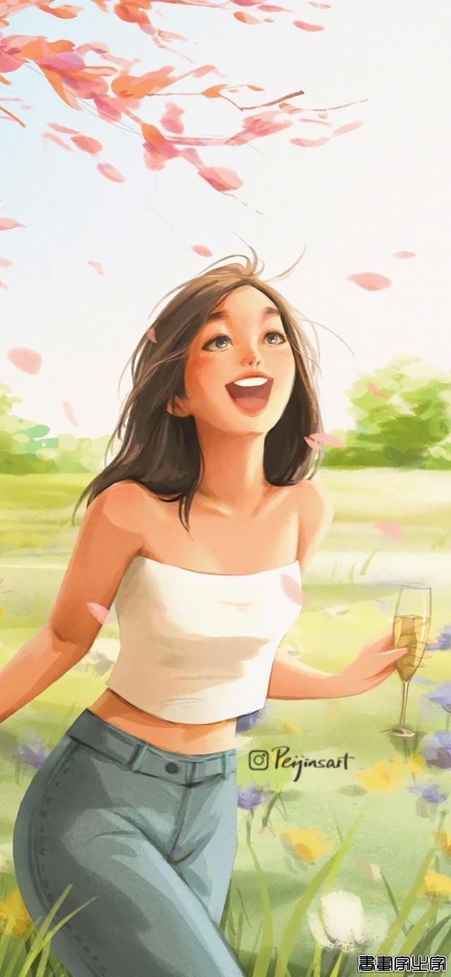 「壁纸」阳光下的女孩插画，用笑容去治愈世界-5.jpg
