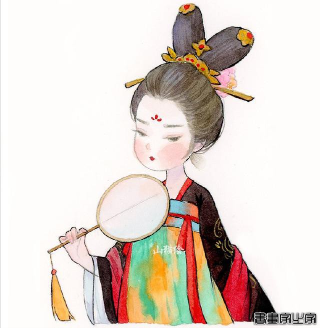 古风美人插画集~ 四月的少女们出来晒晒太阳#古风##水彩#-4.jpg
