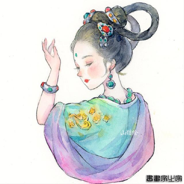 古风美人插画集~ 四月的少女们出来晒晒太阳#古风##水彩#-6.jpg