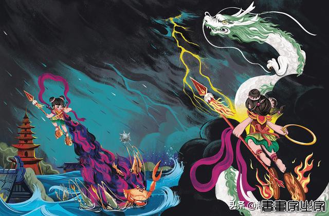 国外插画师笔下的《哪吒闹海》，也是很形象了-8.jpg
