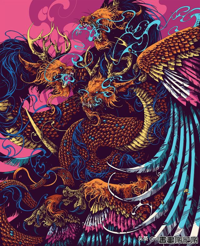 炫酷的牛、凤、龙生肖插画，第一眼都以为是上古神兽，你觉得呢？-9.jpg