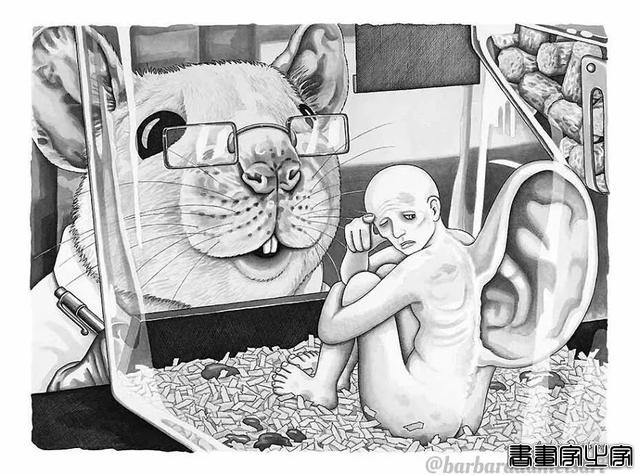 16幅人与动物互换角色的插画，画面多残忍，人类就该有多恐惧-5.jpg