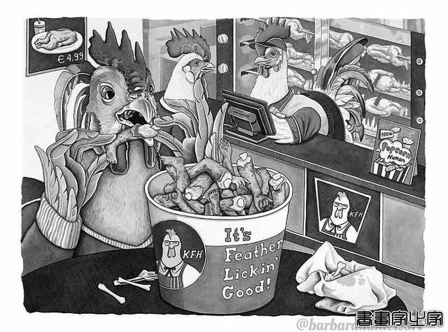 16幅人与动物互换角色的插画，画面多残忍，人类就该有多恐惧-13.jpg