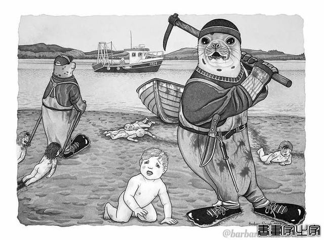 16幅人与动物互换角色的插画，画面多残忍，人类就该有多恐惧-16.jpg