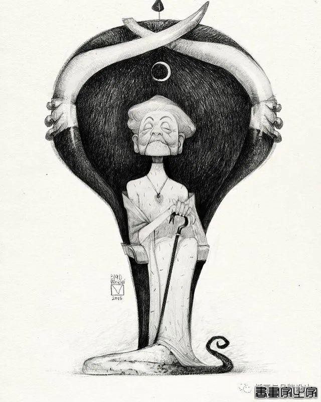 插画丨奇趣夸张的素描角色设计作品，功底十分了得，很适合拿来临摹-34.jpg
