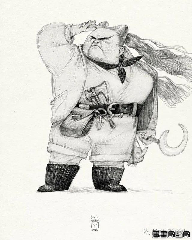 插画丨奇趣夸张的素描角色设计作品，功底十分了得，很适合拿来临摹-35.jpg