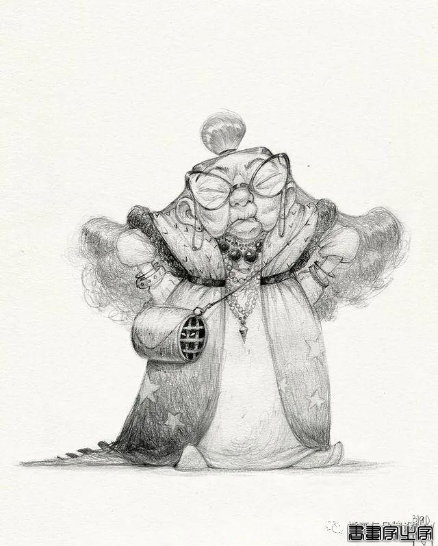 插画丨奇趣夸张的素描角色设计作品，功底十分了得，很适合拿来临摹-39.jpg