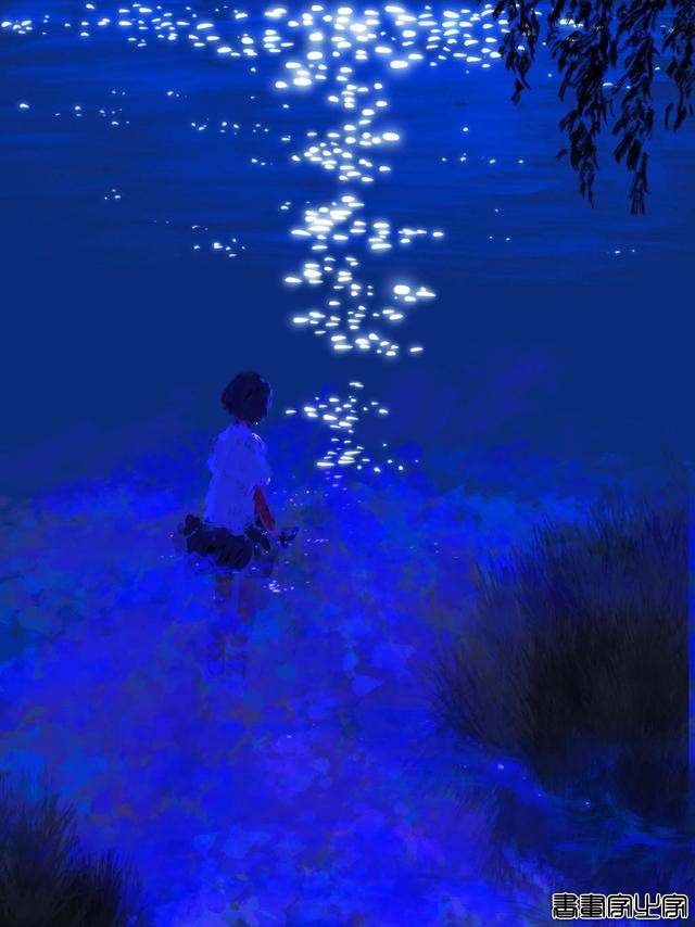 「插画」蓝色系背景唯美插画-21.jpg