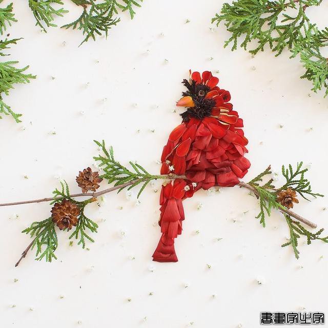 艺术 | 花朵，叶子和树枝制作的唯美插画-9.jpg