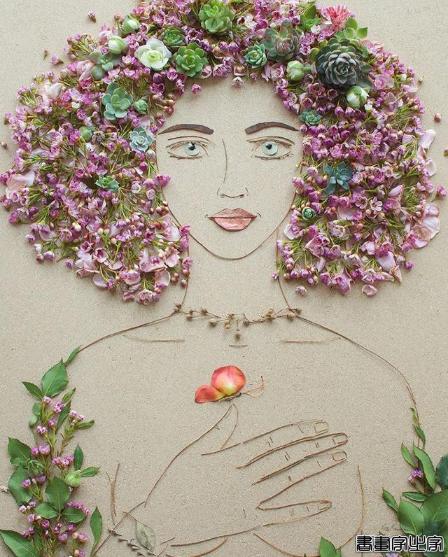 艺术 | 花朵，叶子和树枝制作的唯美插画-13.jpg