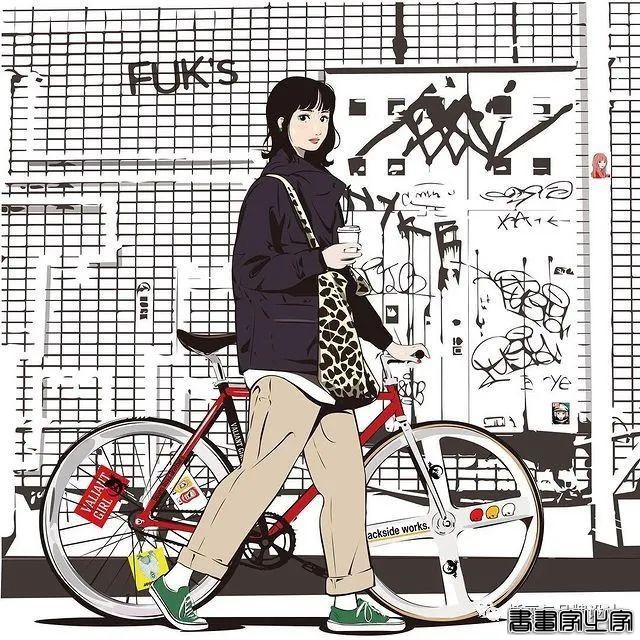 插画丨街头嘻哈少女的潮牌街拍，干净的笔触明亮的色调，每个场景都太有感觉了-8.jpg