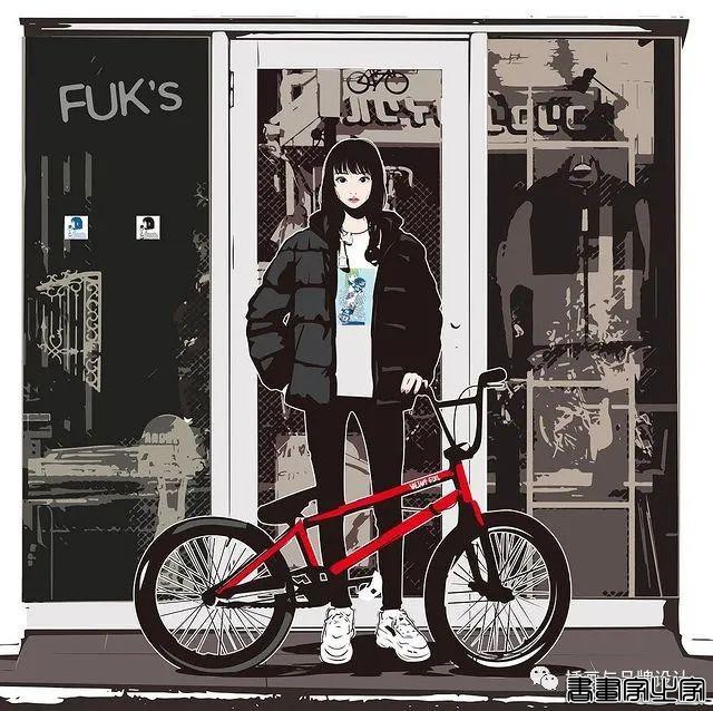 插画丨街头嘻哈少女的潮牌街拍，干净的笔触明亮的色调，每个场景都太有感觉了-12.jpg