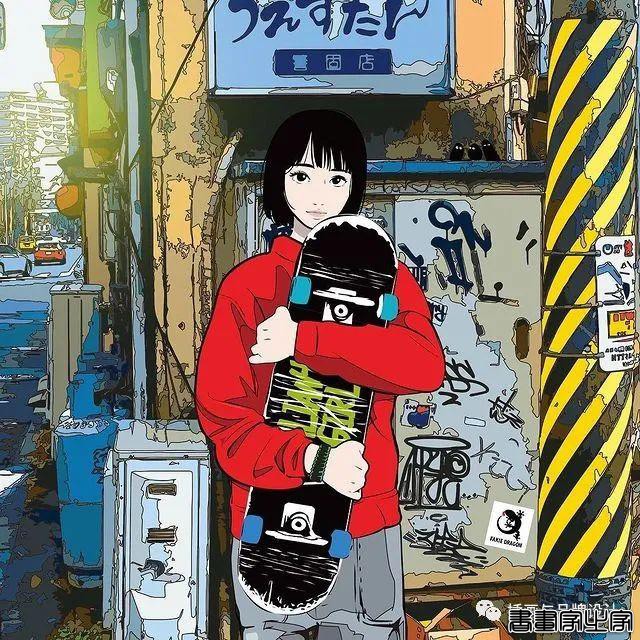 插画丨街头嘻哈少女的潮牌街拍，干净的笔触明亮的色调，每个场景都太有感觉了-14.jpg