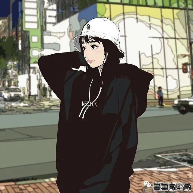 插画丨街头嘻哈少女的潮牌街拍，干净的笔触明亮的色调，每个场景都太有感觉了-16.jpg