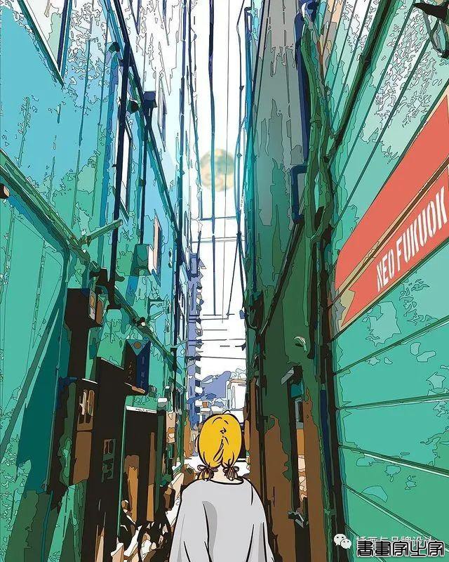 插画丨街头嘻哈少女的潮牌街拍，干净的笔触明亮的色调，每个场景都太有感觉了-17.jpg