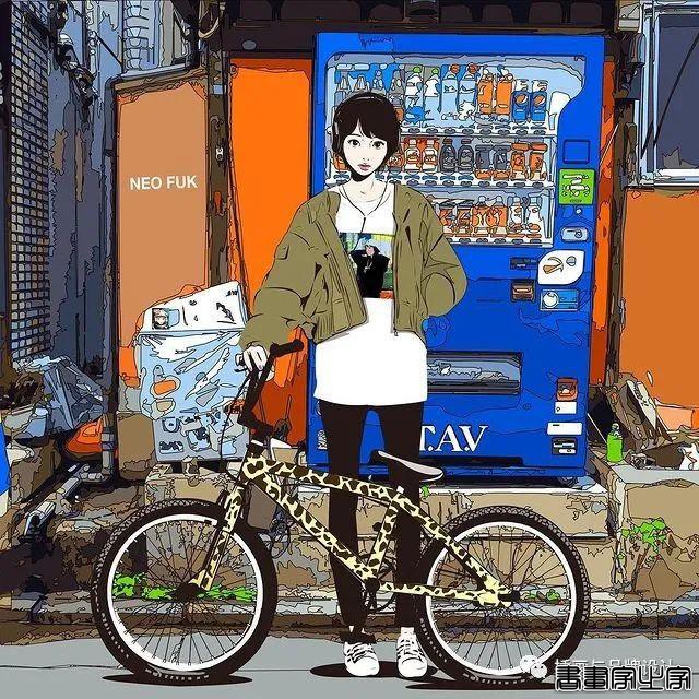 插画丨街头嘻哈少女的潮牌街拍，干净的笔触明亮的色调，每个场景都太有感觉了-19.jpg
