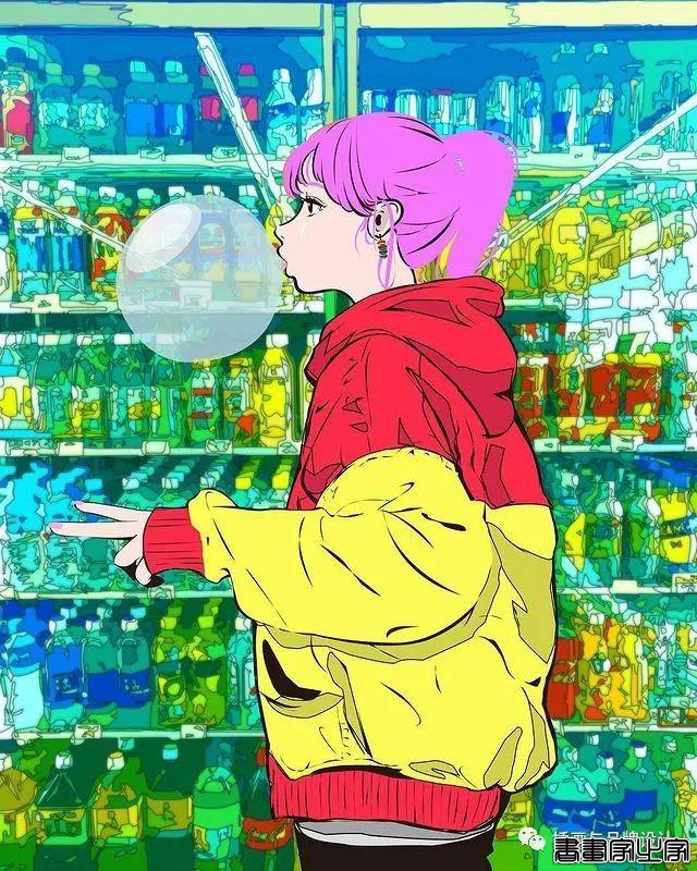 插画丨街头嘻哈少女的潮牌街拍，干净的笔触明亮的色调，每个场景都太有感觉了-22.jpg